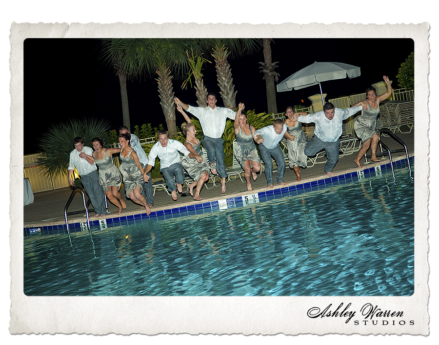 Oh yeah, the wedding party went in the pool!!!